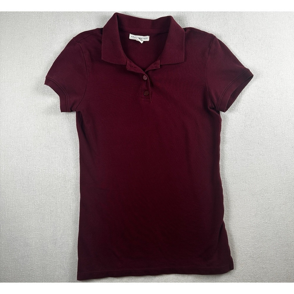 Aeropostale Polo Shirt Youth Medium Maroon Casual Cotton Logo Girls